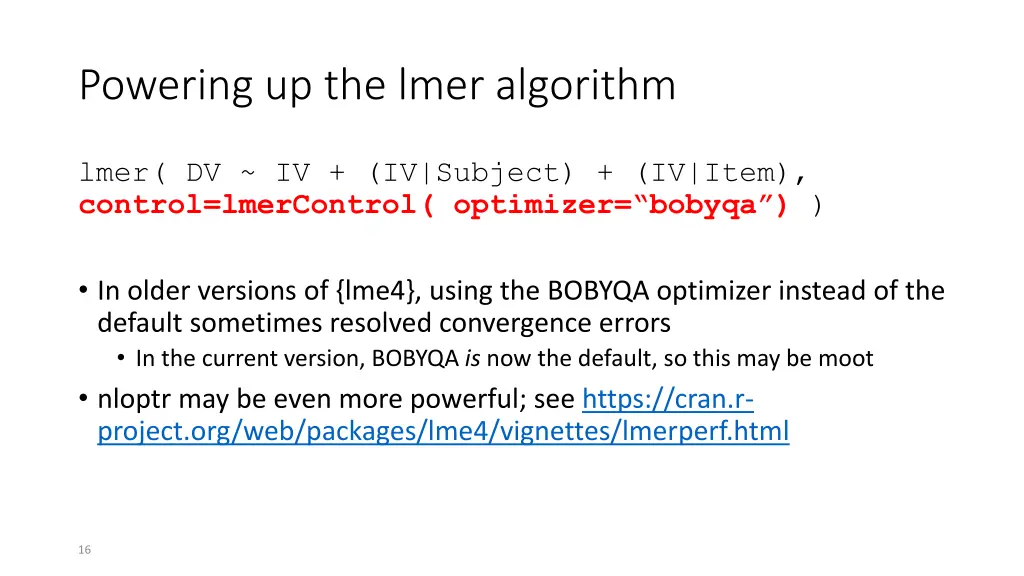 powering up the lmer algorithm