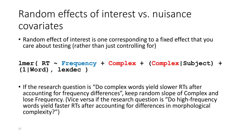 random effects of interest vs nuisance covariates