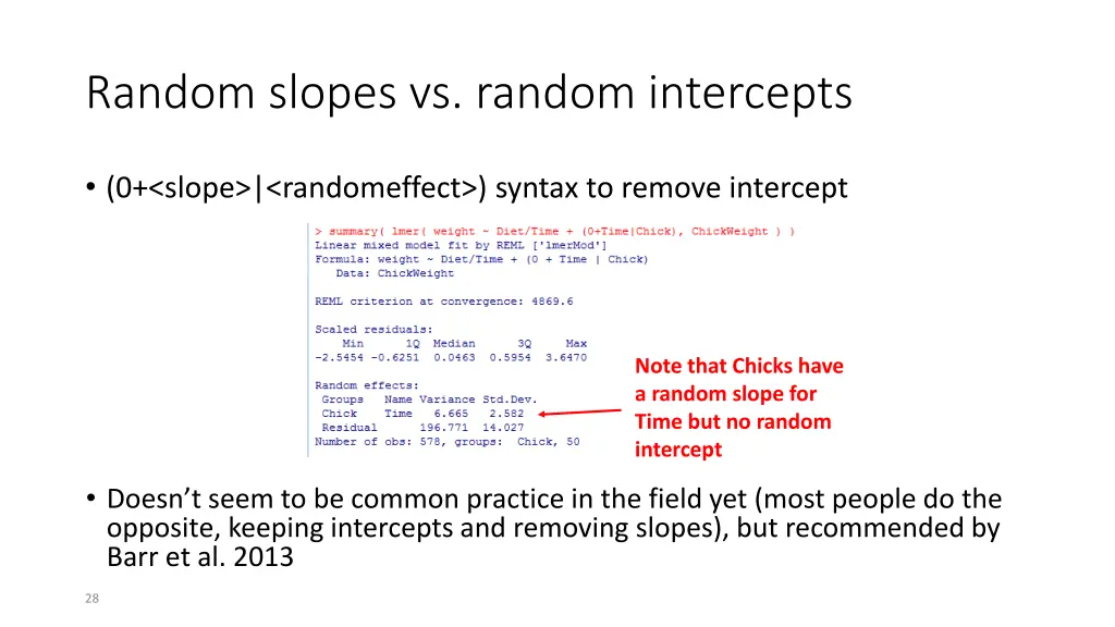 random slopes vs random intercepts