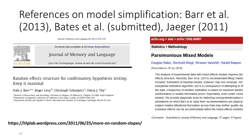 references on model simplification barr