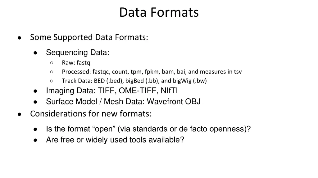 data formats