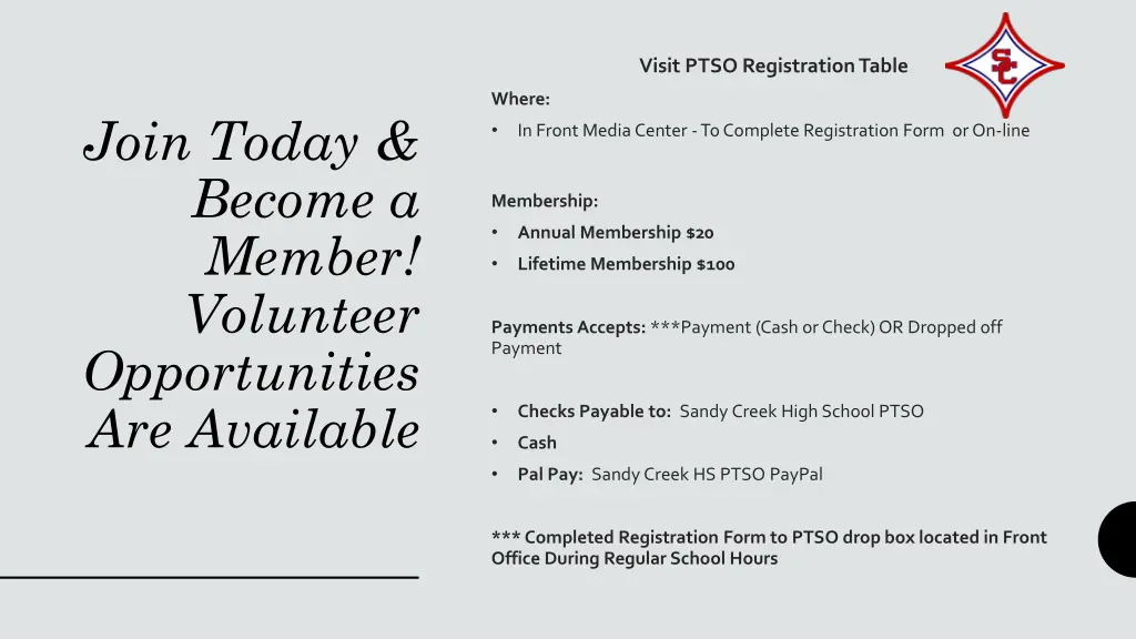 visit ptso registration table