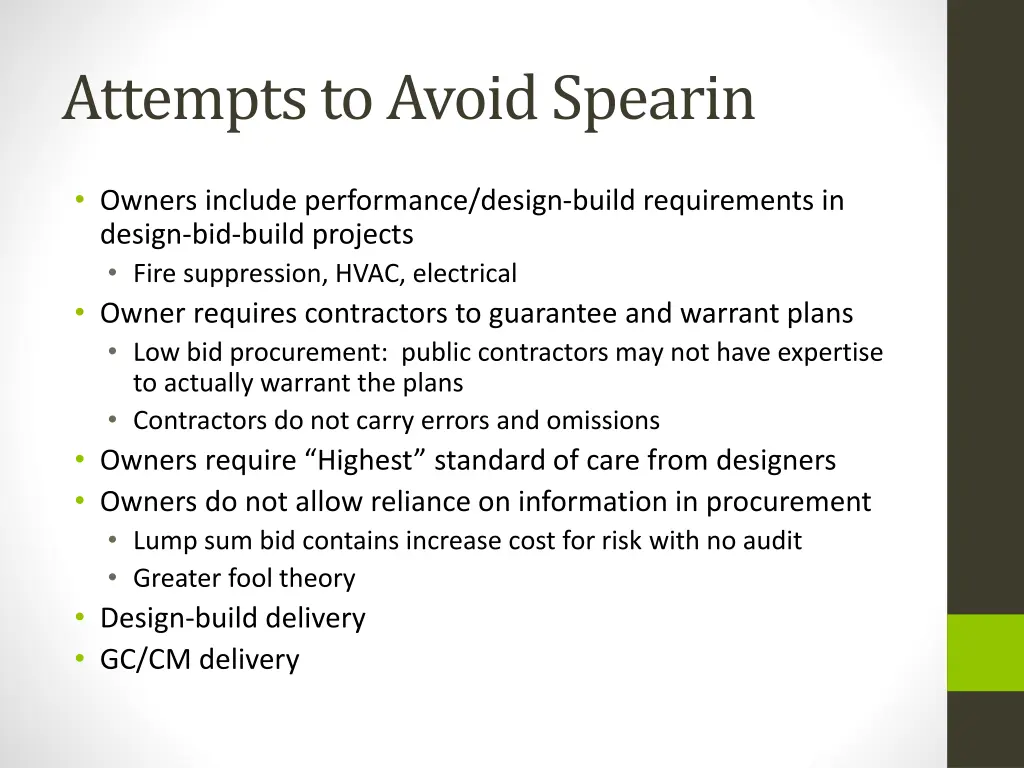 attempts to avoid spearin