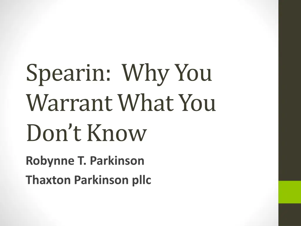 spearin why you warrant what you don t know