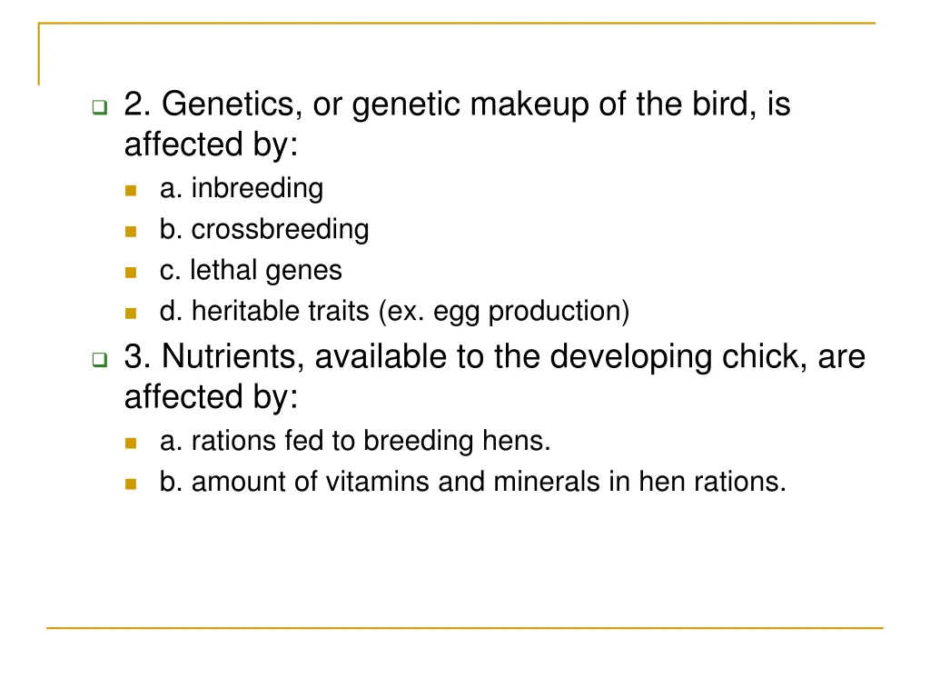 2 genetics or genetic makeup of the bird