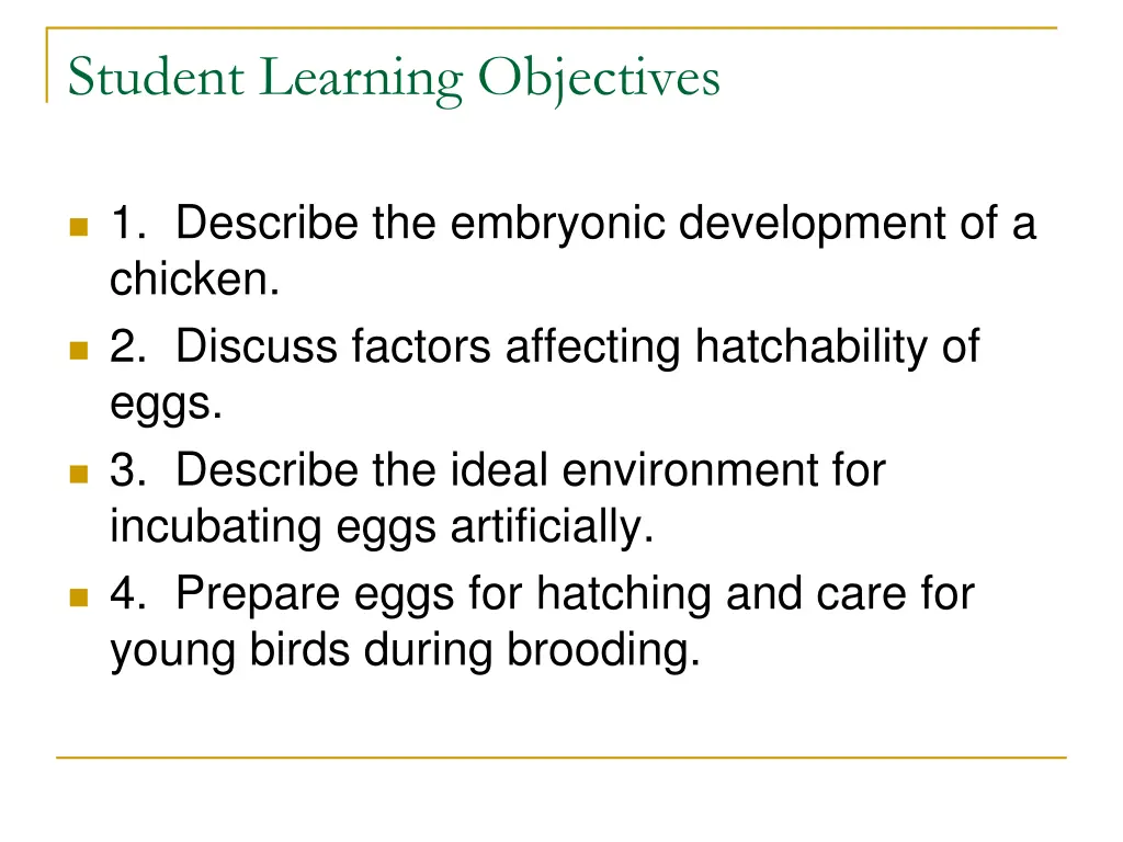 student learning objectives