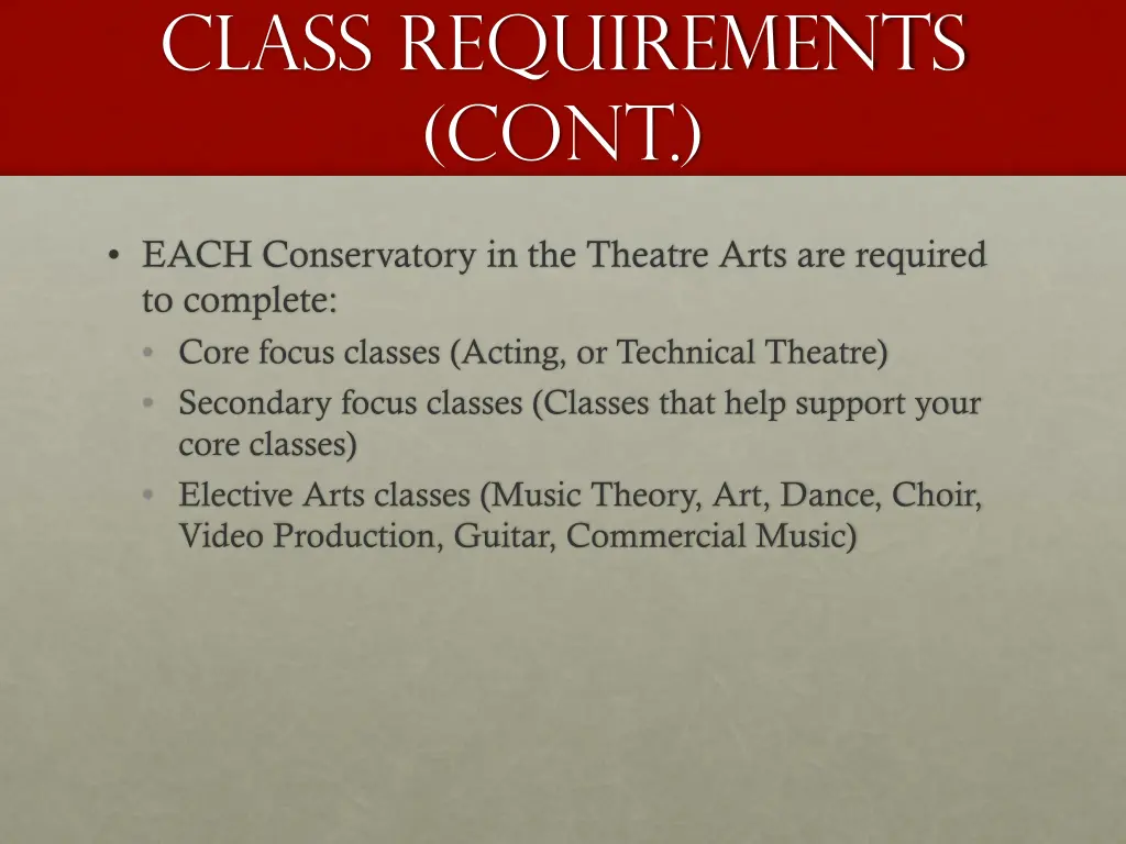 class requirements cont