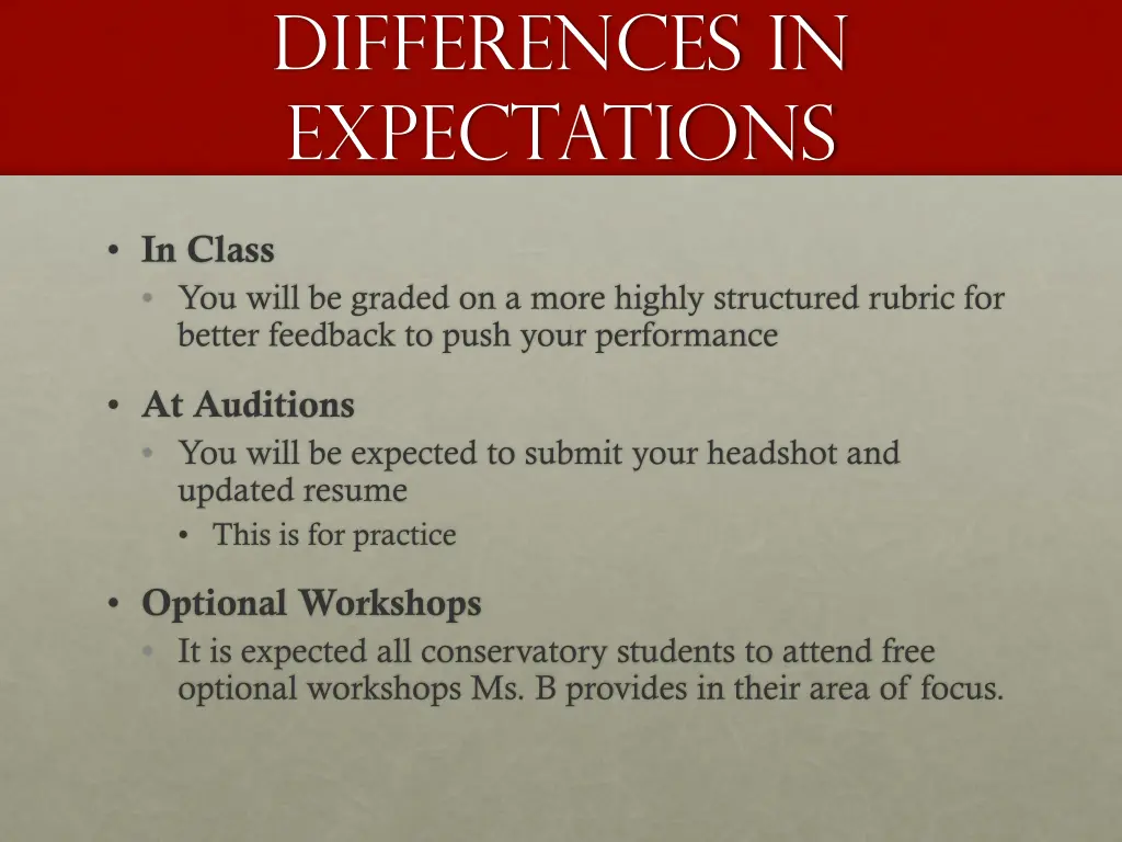 differences in expectations