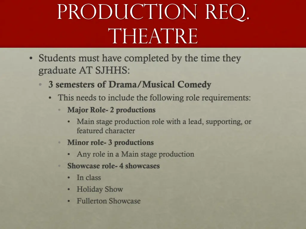 production req theatre students must have