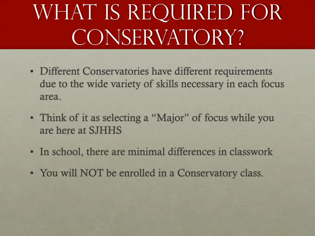 what is required for conservatory