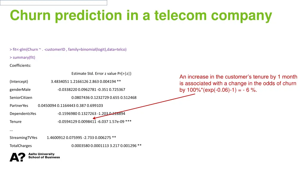 churn prediction in a telecom company