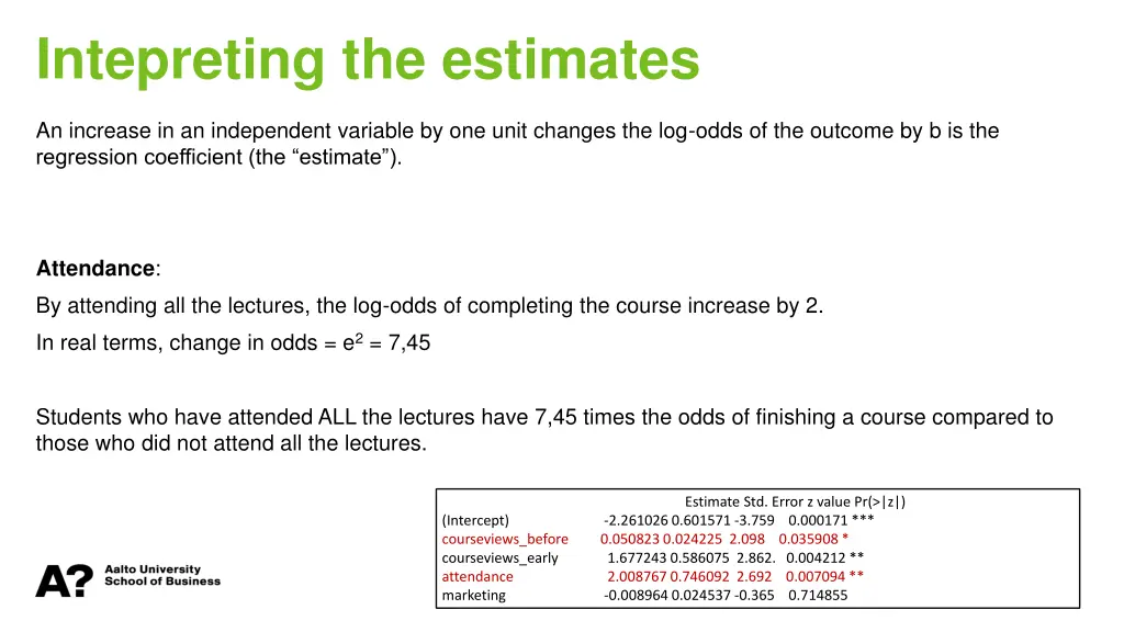 intepreting the estimates 1