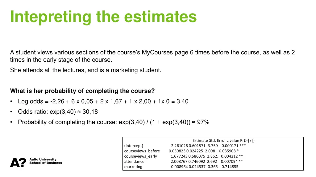 intepreting the estimates 2
