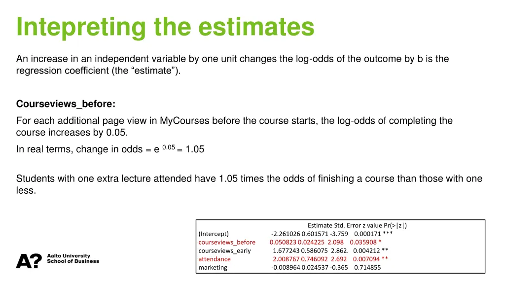 intepreting the estimates