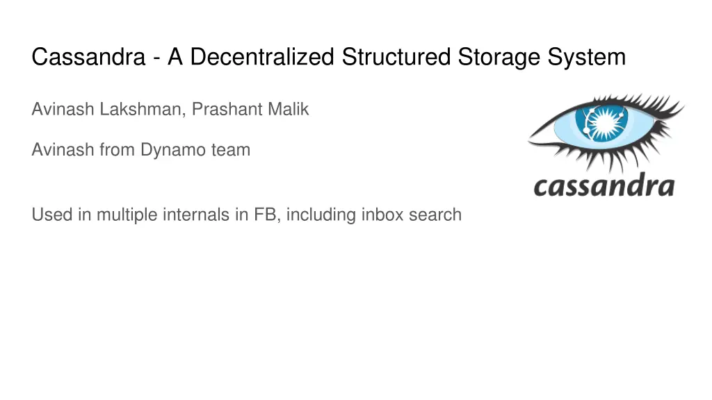 cassandra a decentralized structured storage