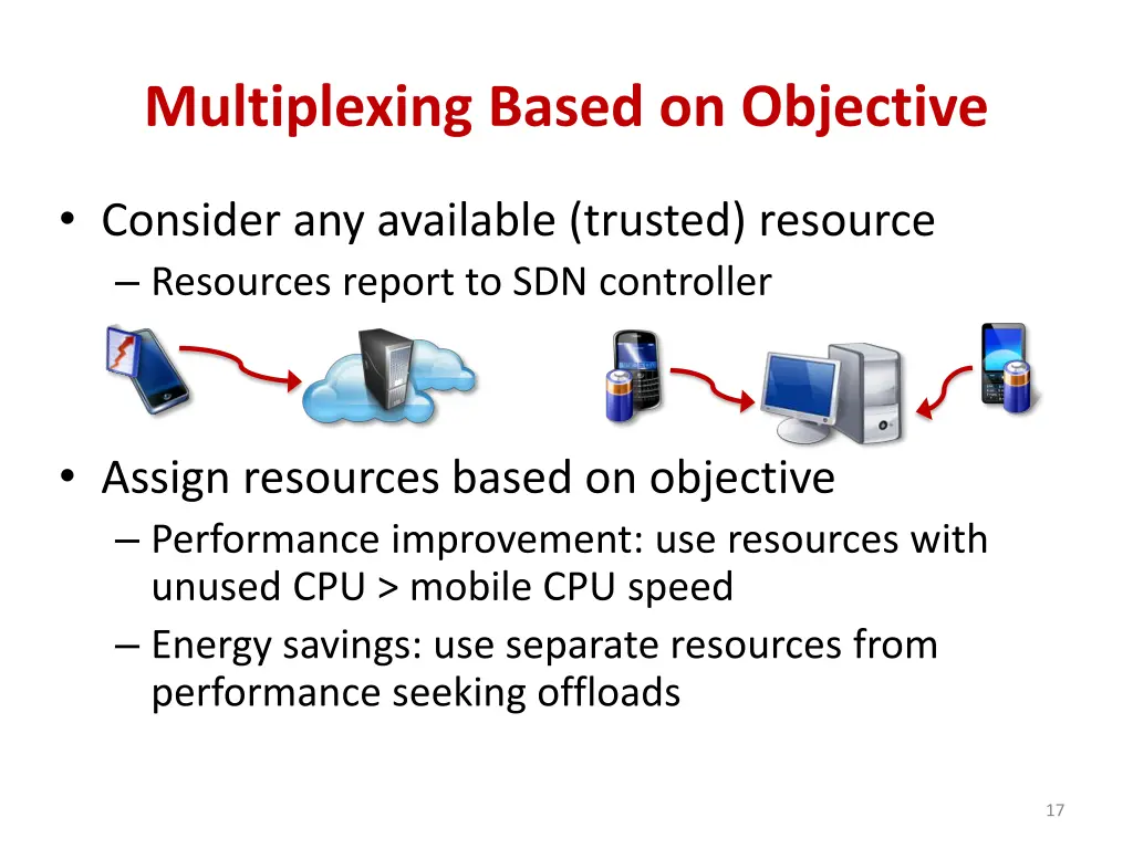multiplexing based on objective