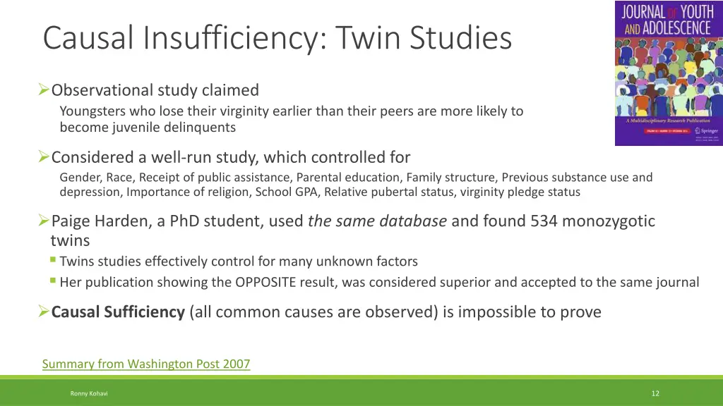causal insufficiency twin studies