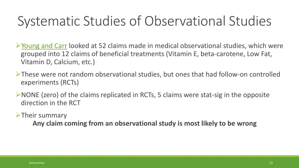 systematic studies of observational studies