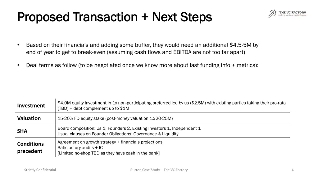 proposed transaction next steps proposed