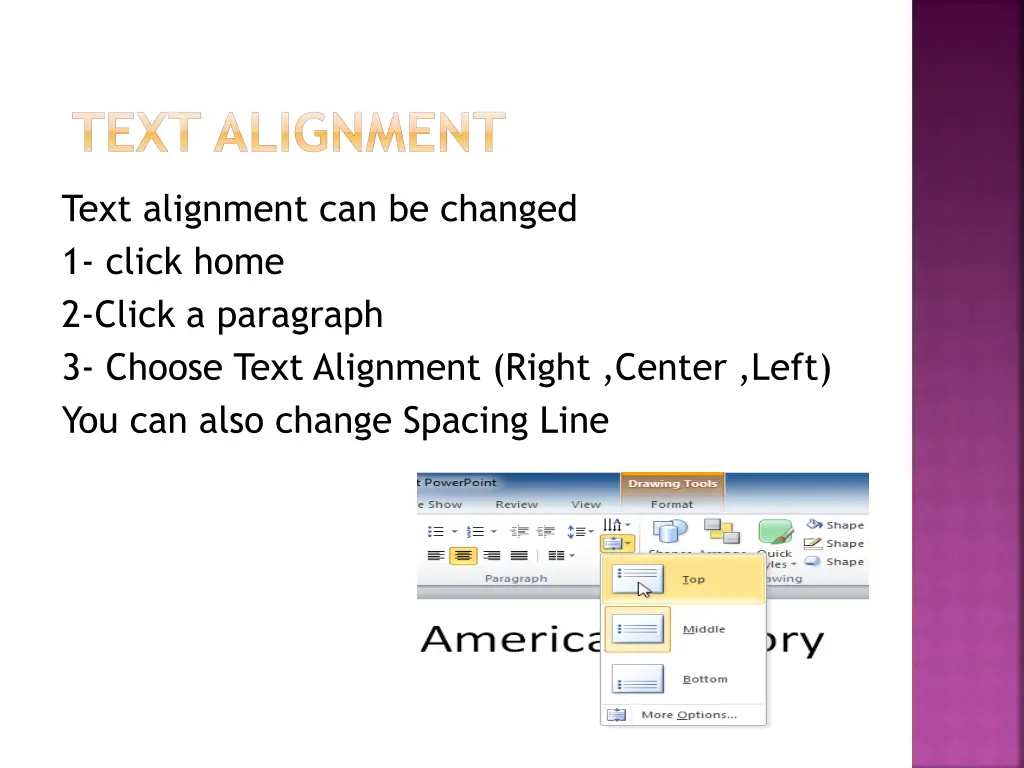 text alignment