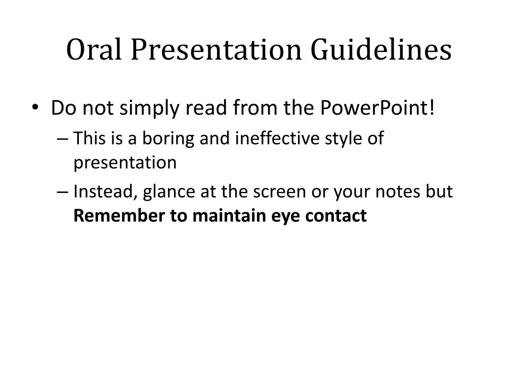 oral presentation guidelines