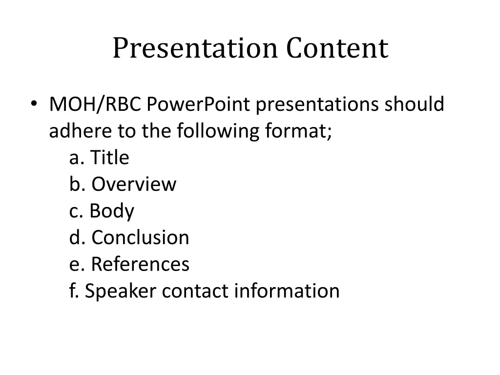 presentation content