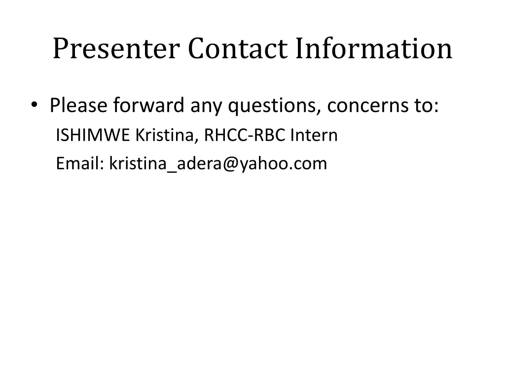 presenter contact information