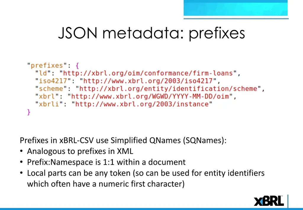 json metadata prefixes