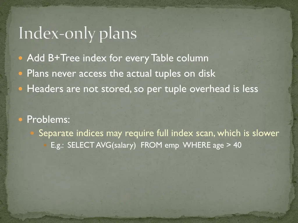 index only plans