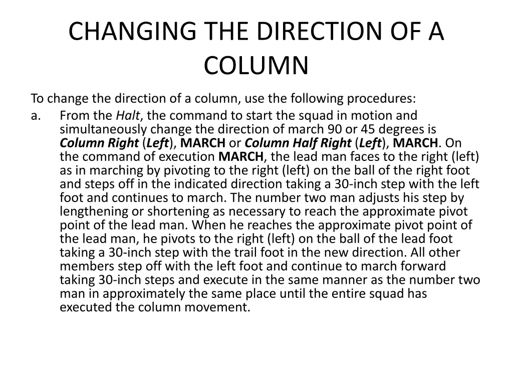 changing the direction of a column