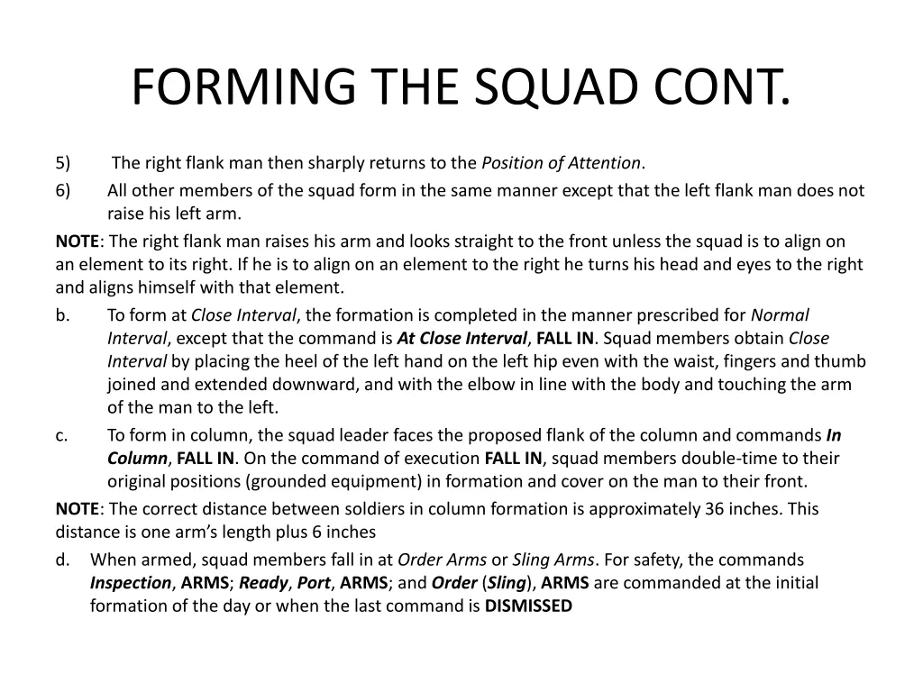 forming the squad cont