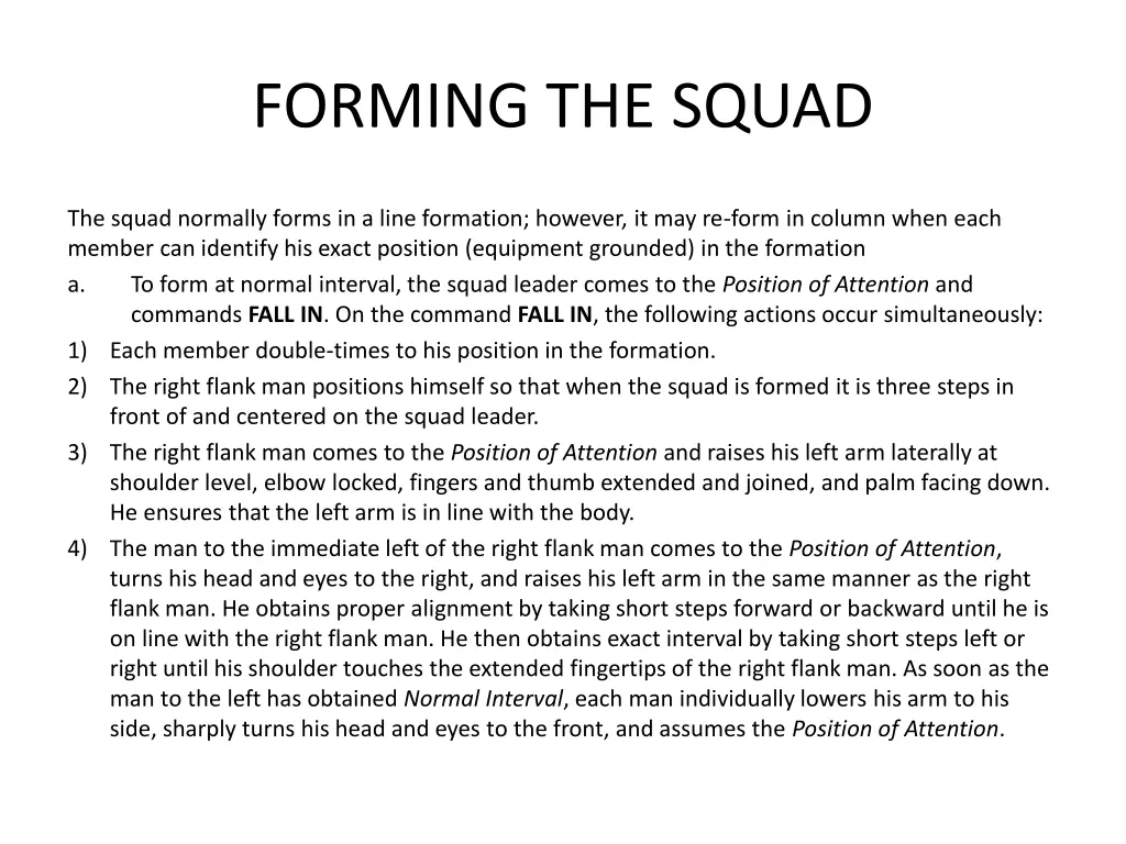 forming the squad