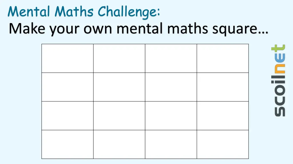 mental maths challenge make your own mental maths