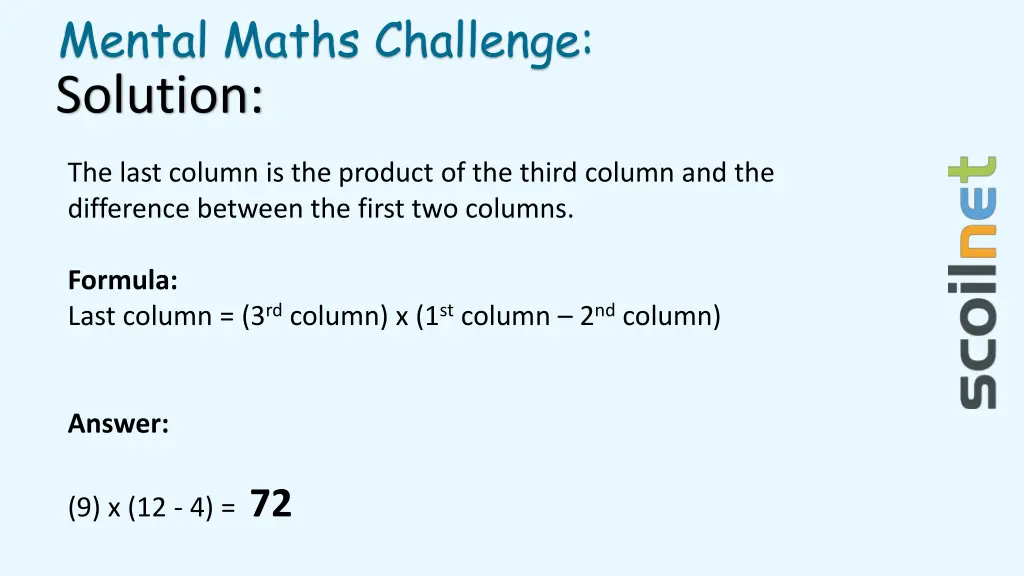 mental maths challenge solution 3