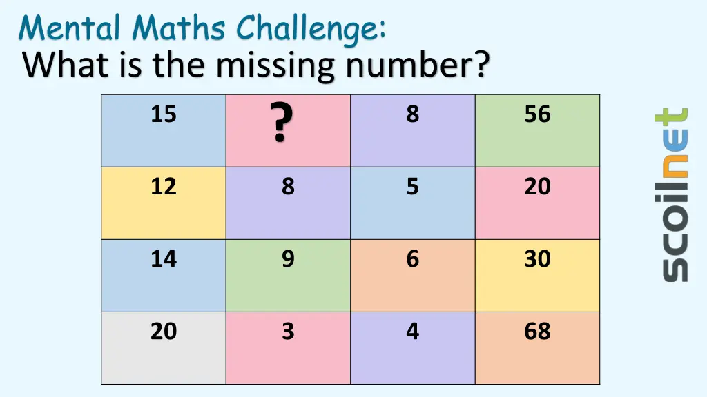 mental maths challenge what is the missing number 7