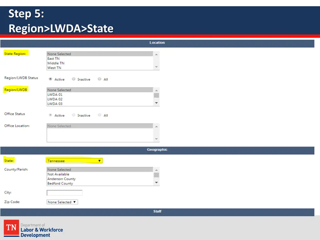 step 5 region lwda state