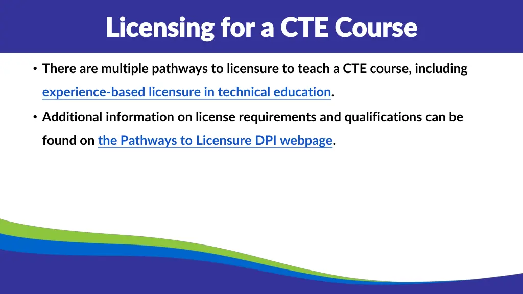 licensing for a cte course licensing