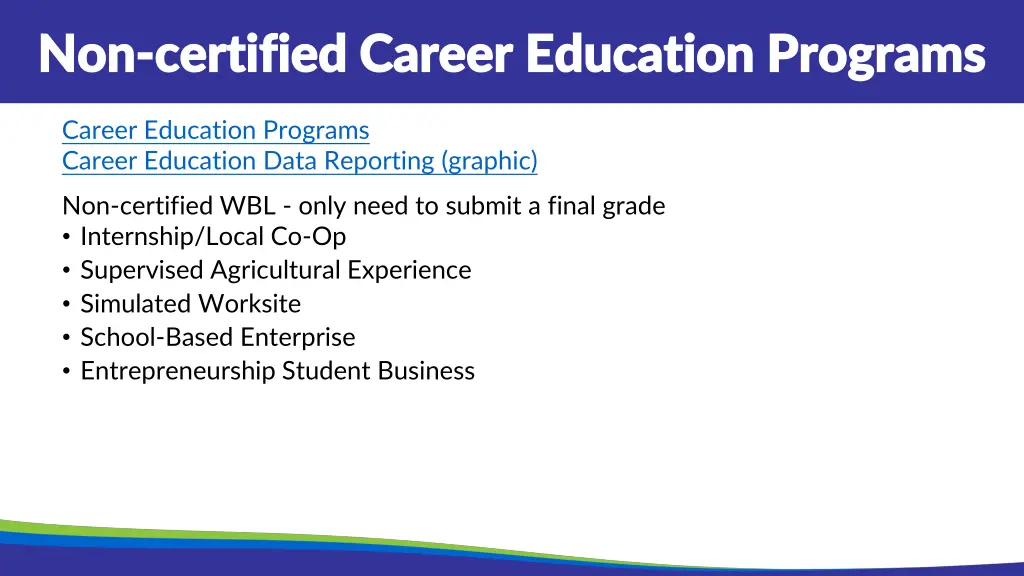 non non certified career education programs