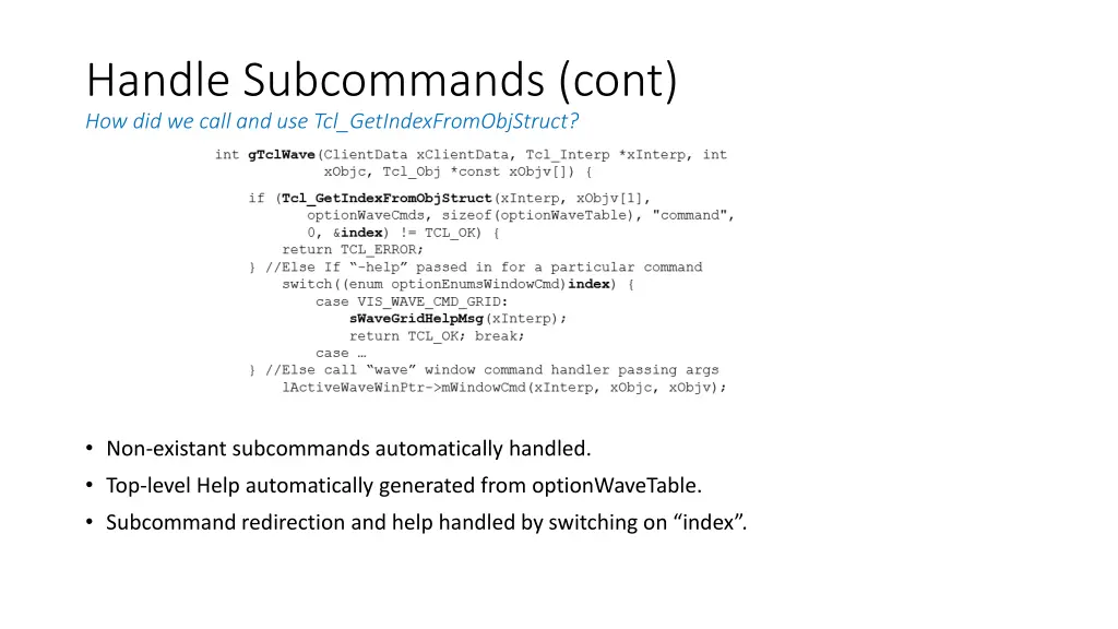 handle subcommands cont how did we call