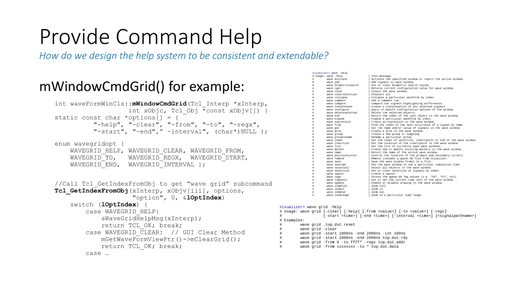 provide command help how do we design the help
