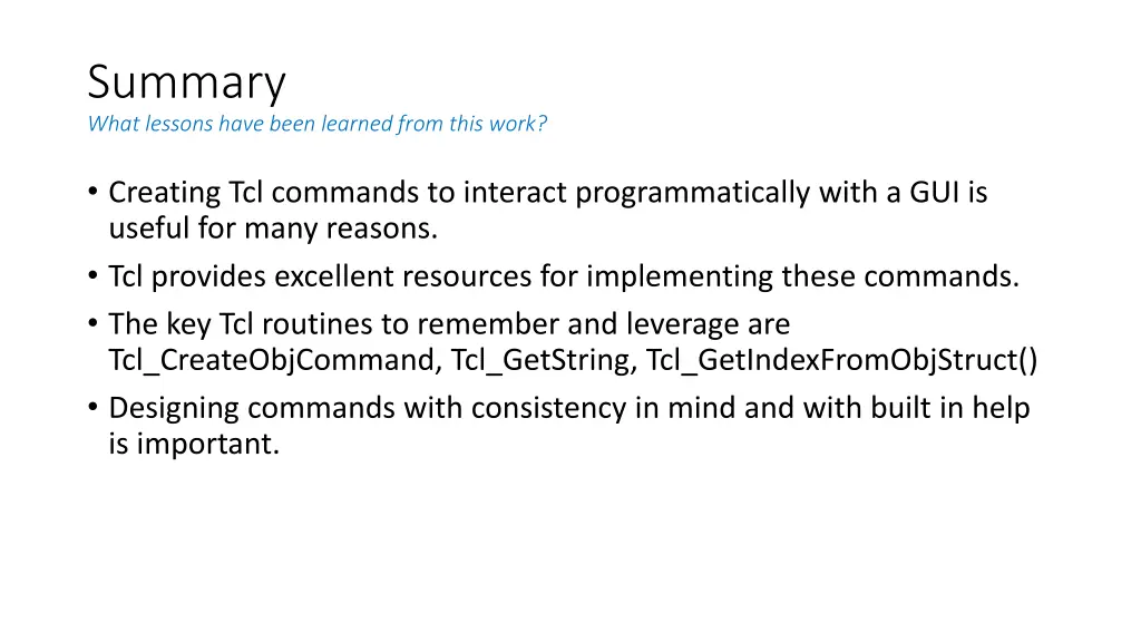 summary what lessons have been learned from this