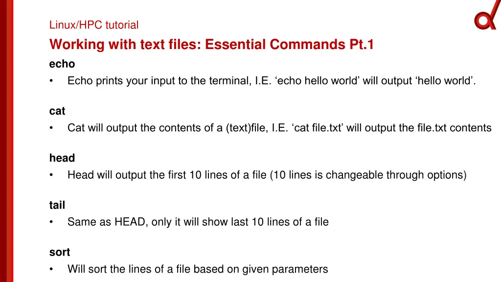 linux hpc tutorial working with text files 1
