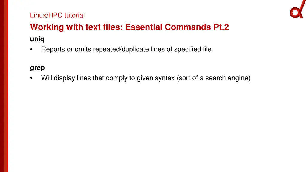 linux hpc tutorial working with text files 2