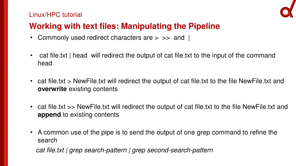 linux hpc tutorial working with text files 3