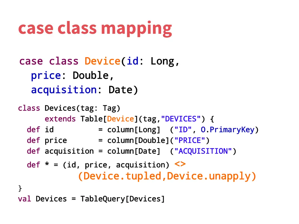 case class mapping