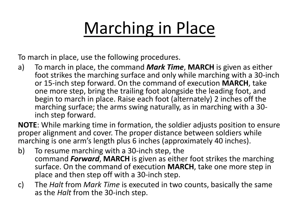 marching in place