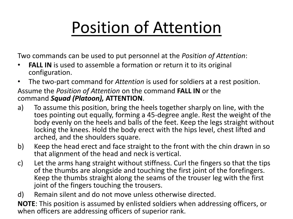 position of attention