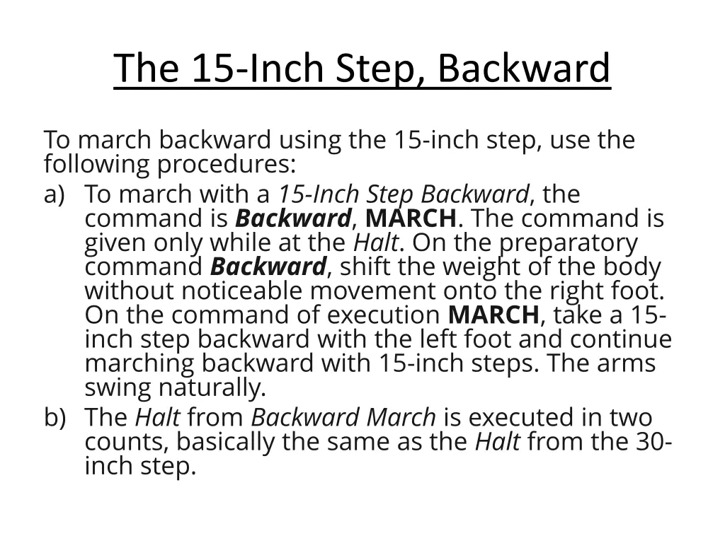 the 15 inch step backward