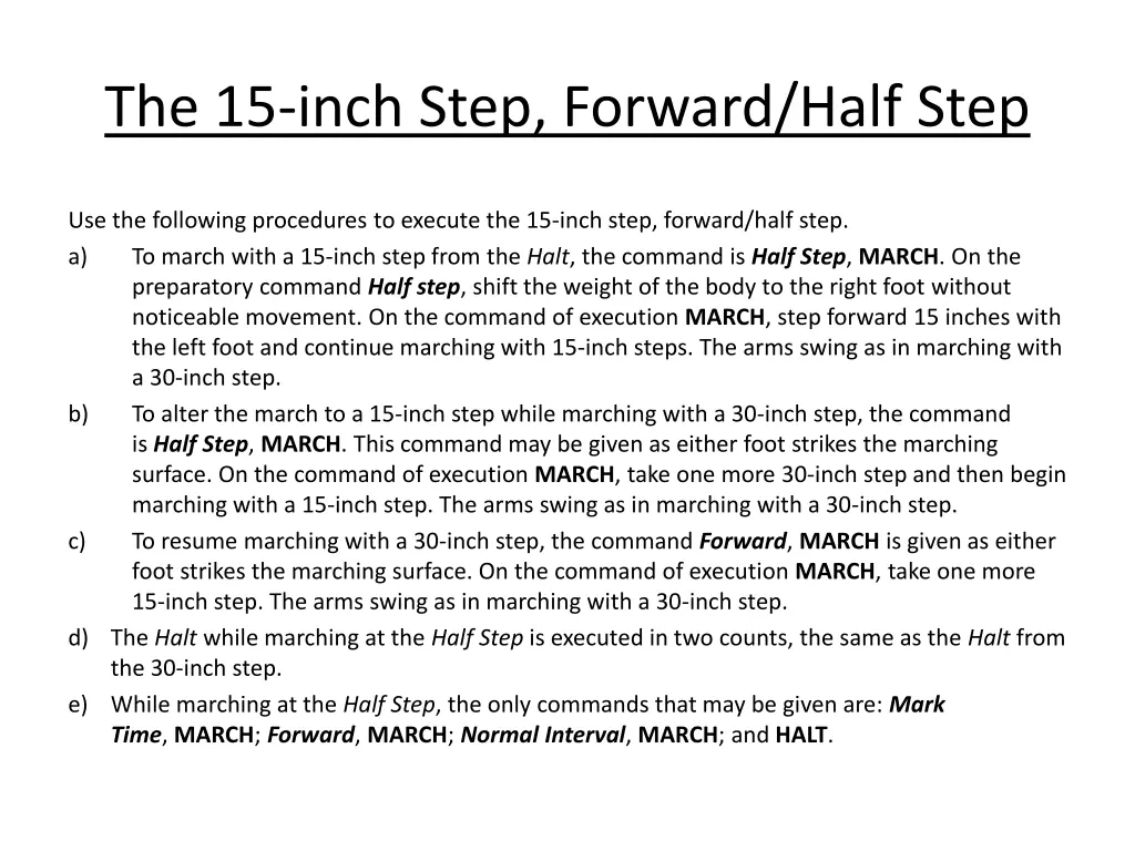 the 15 inch step forward half step