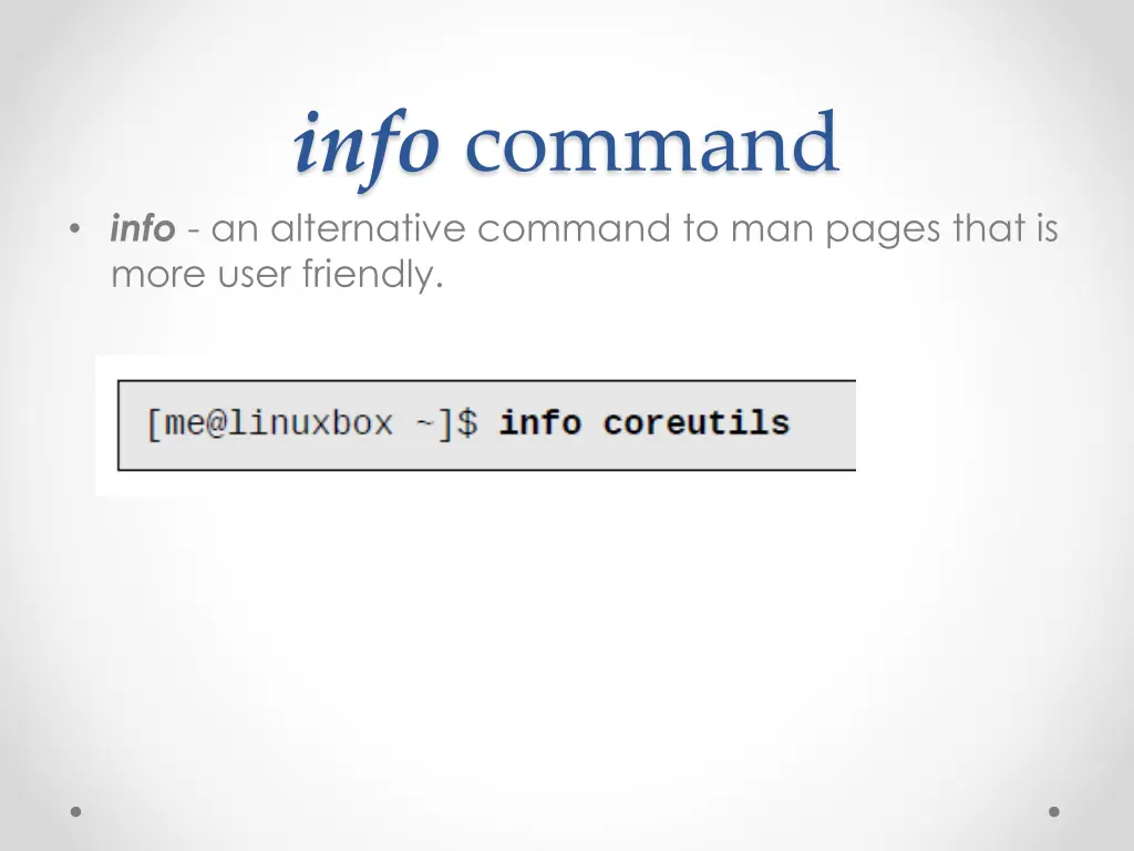 info command info an alternative command